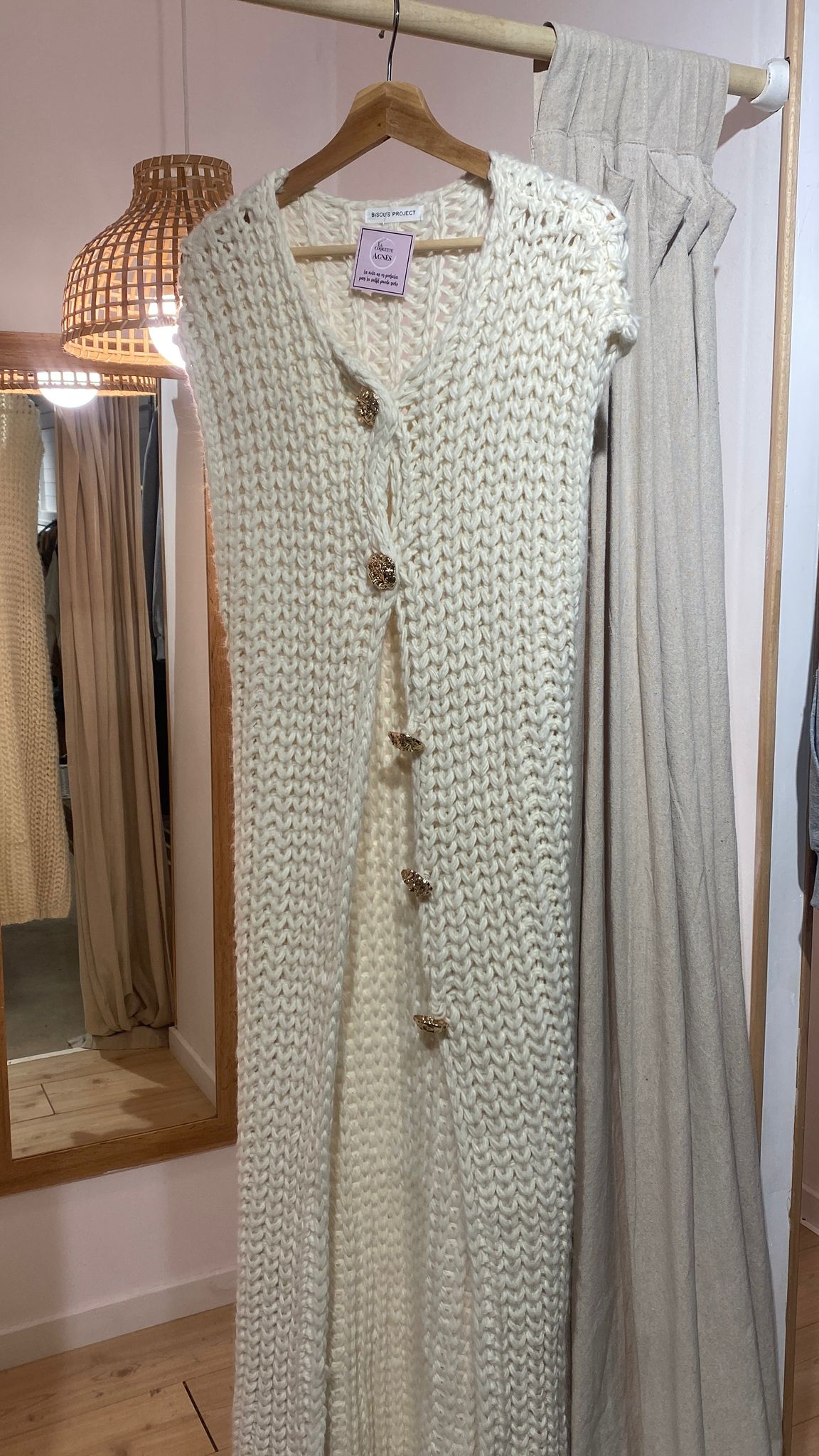 Chaleco largo de punto gordito