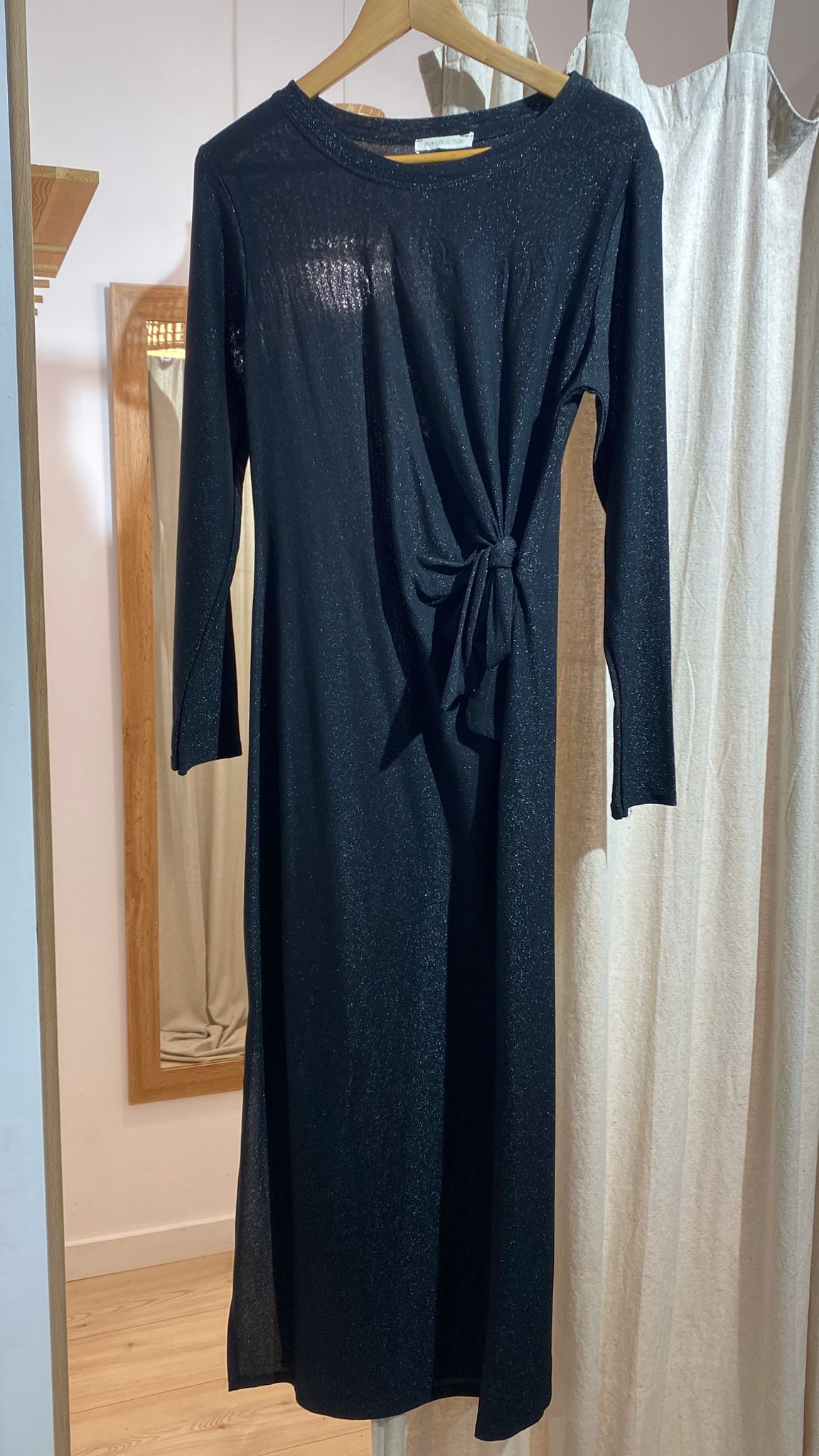 Vestido Manga Larga Lamé