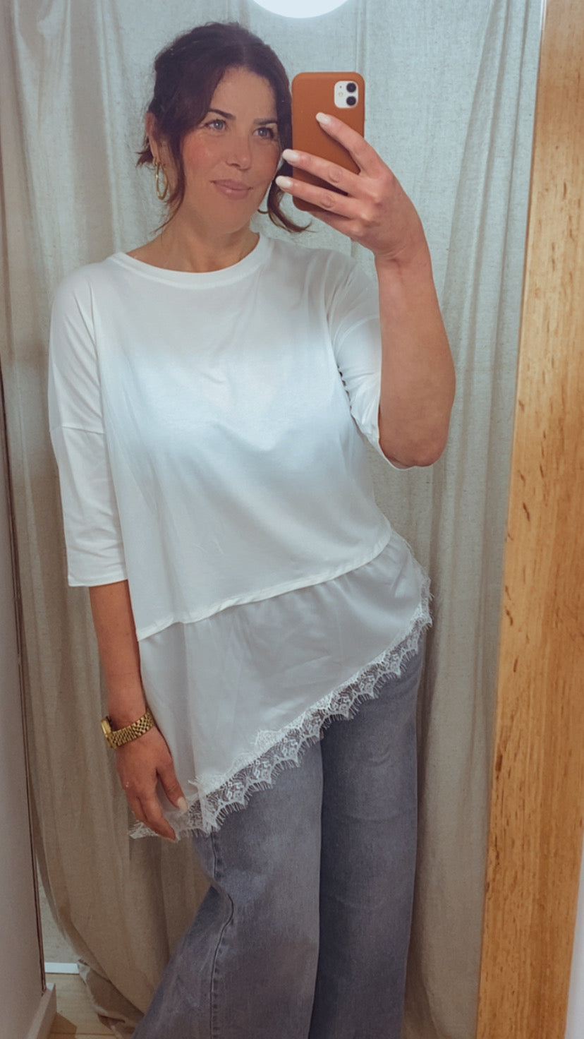 Camiseta Diana satén y blonda