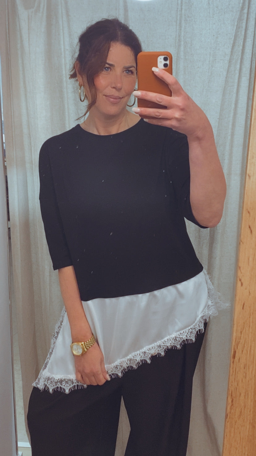 Camiseta Diana satén y blonda